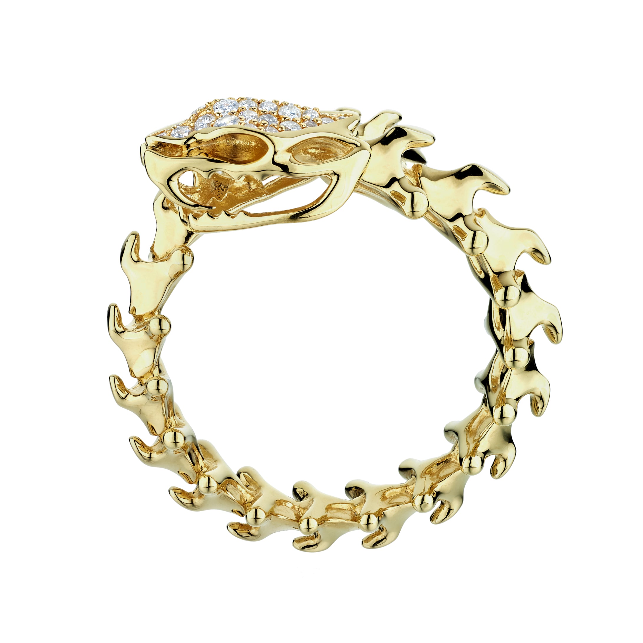 Serpent's Trace Wrap Ring - Yellow Gold Vermeil & Diamond PavÃ©
