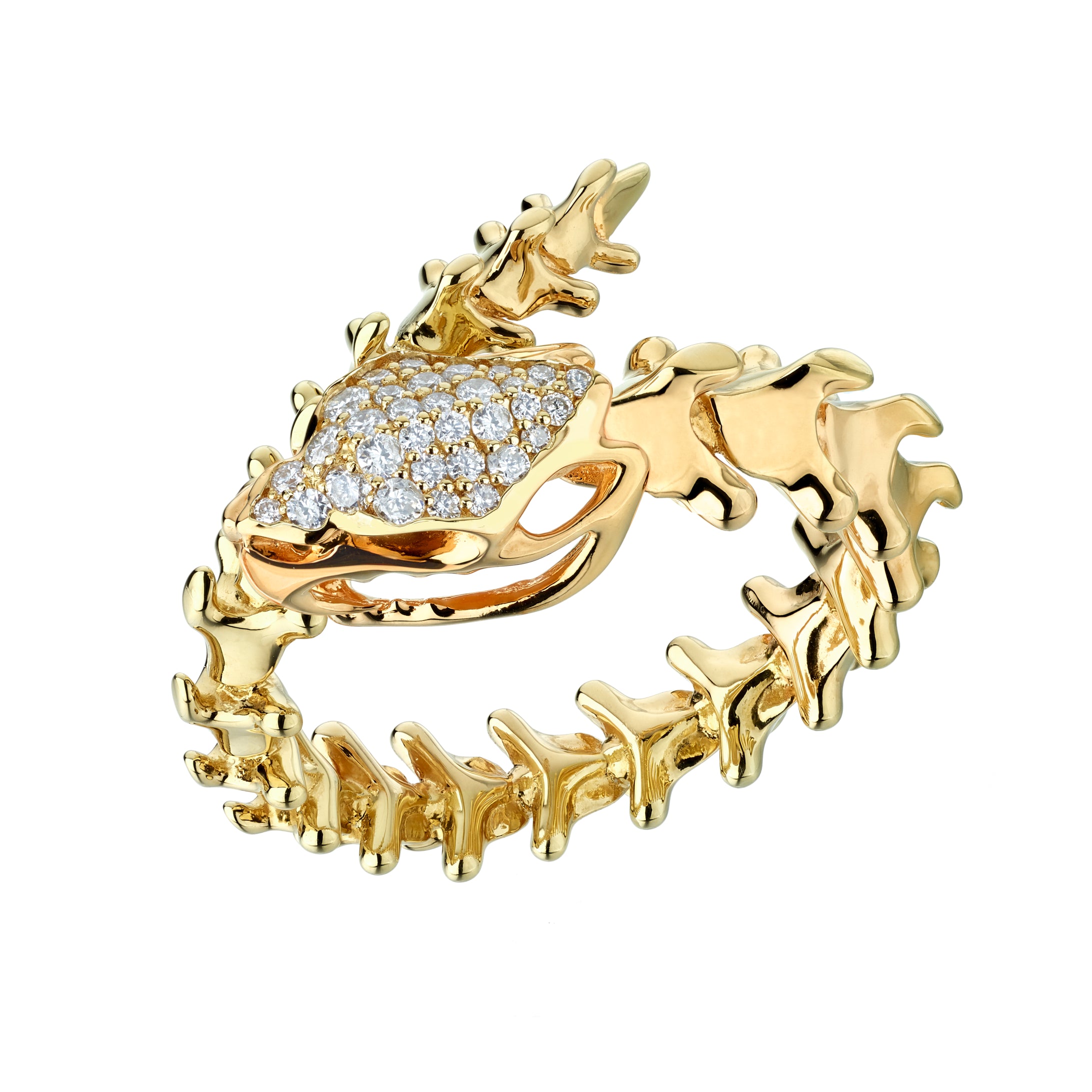 Serpent's Trace Wrap Ring - Yellow Gold Vermeil & Diamond PavÃ©