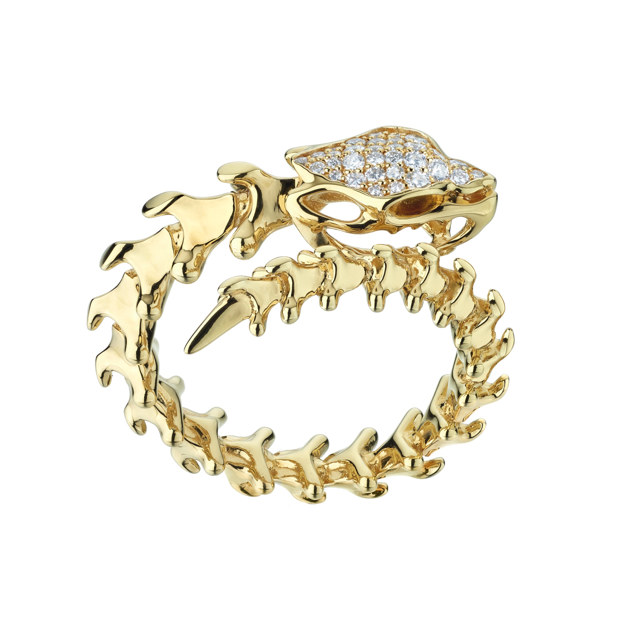 Serpent's Trace Wrap Ring - Yellow Gold Vermeil & Diamond PavÃ©