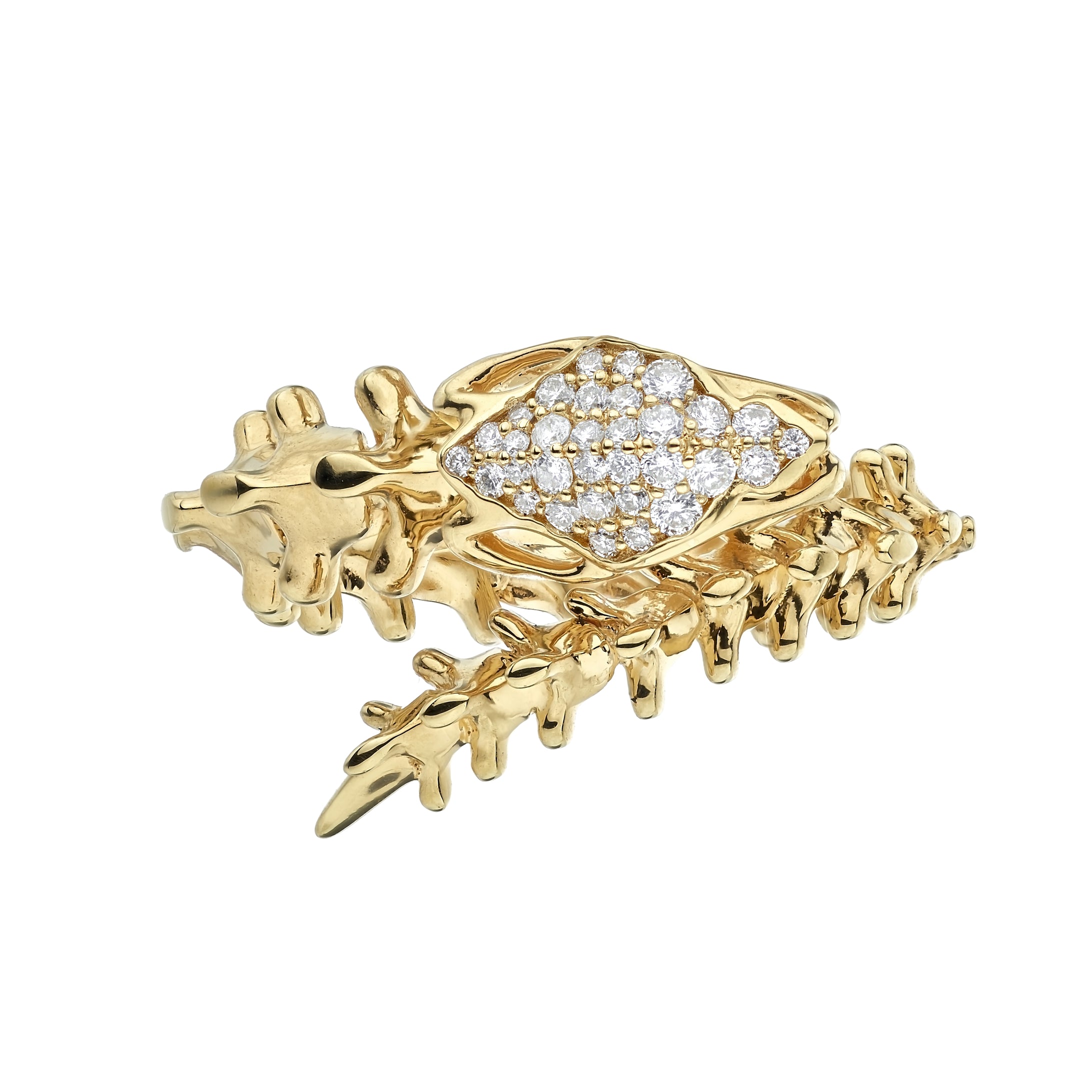 Serpent's Trace Wrap Ring - Yellow Gold Vermeil & Diamond PavÃ©