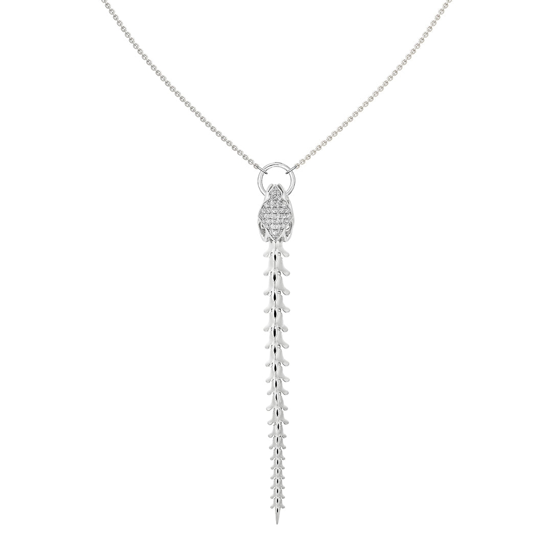 Serpent's Trace Drop Pendant - Silver & Diamond PavÃ©