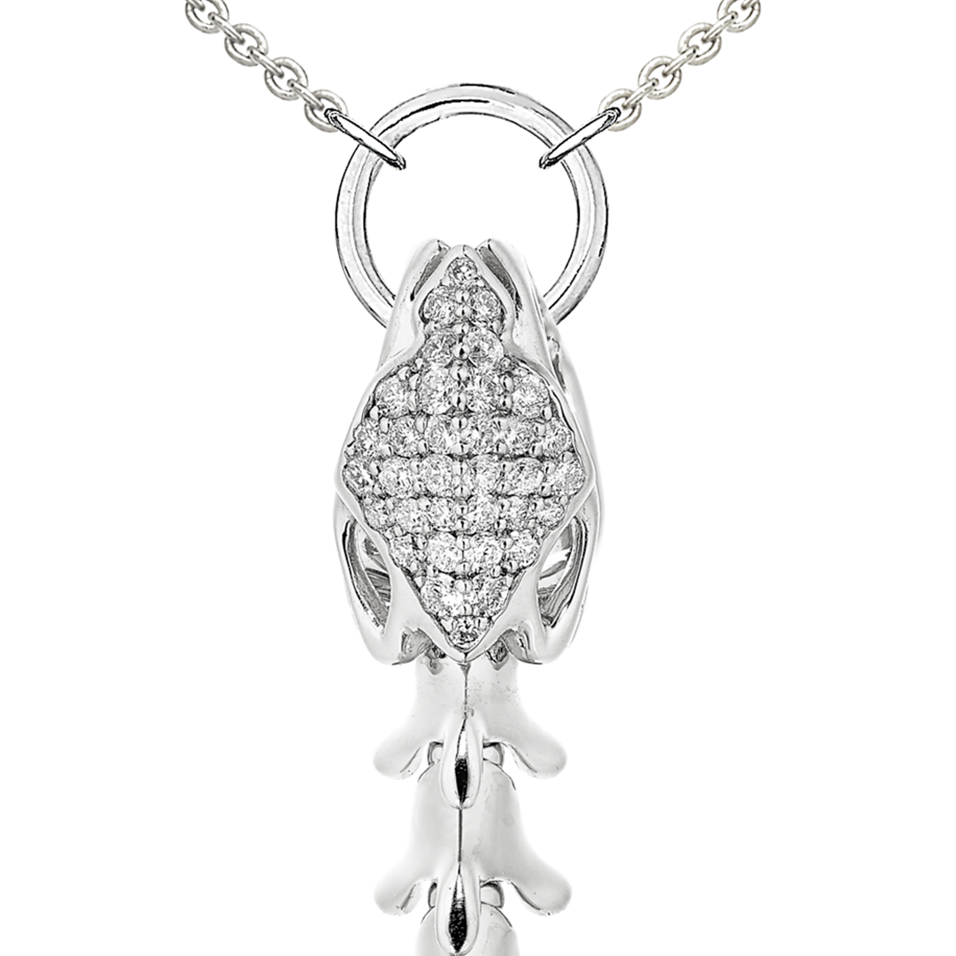 Serpent's Trace Drop Pendant - Silver & Diamond PavÃ©