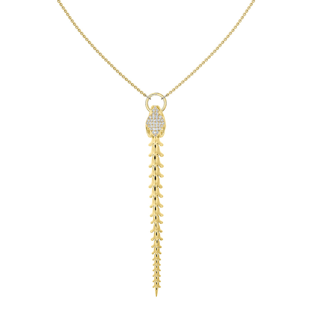Serpent's Trace Drop Pendant - Yellow Gold Vermeil & Diamond PavÃ©