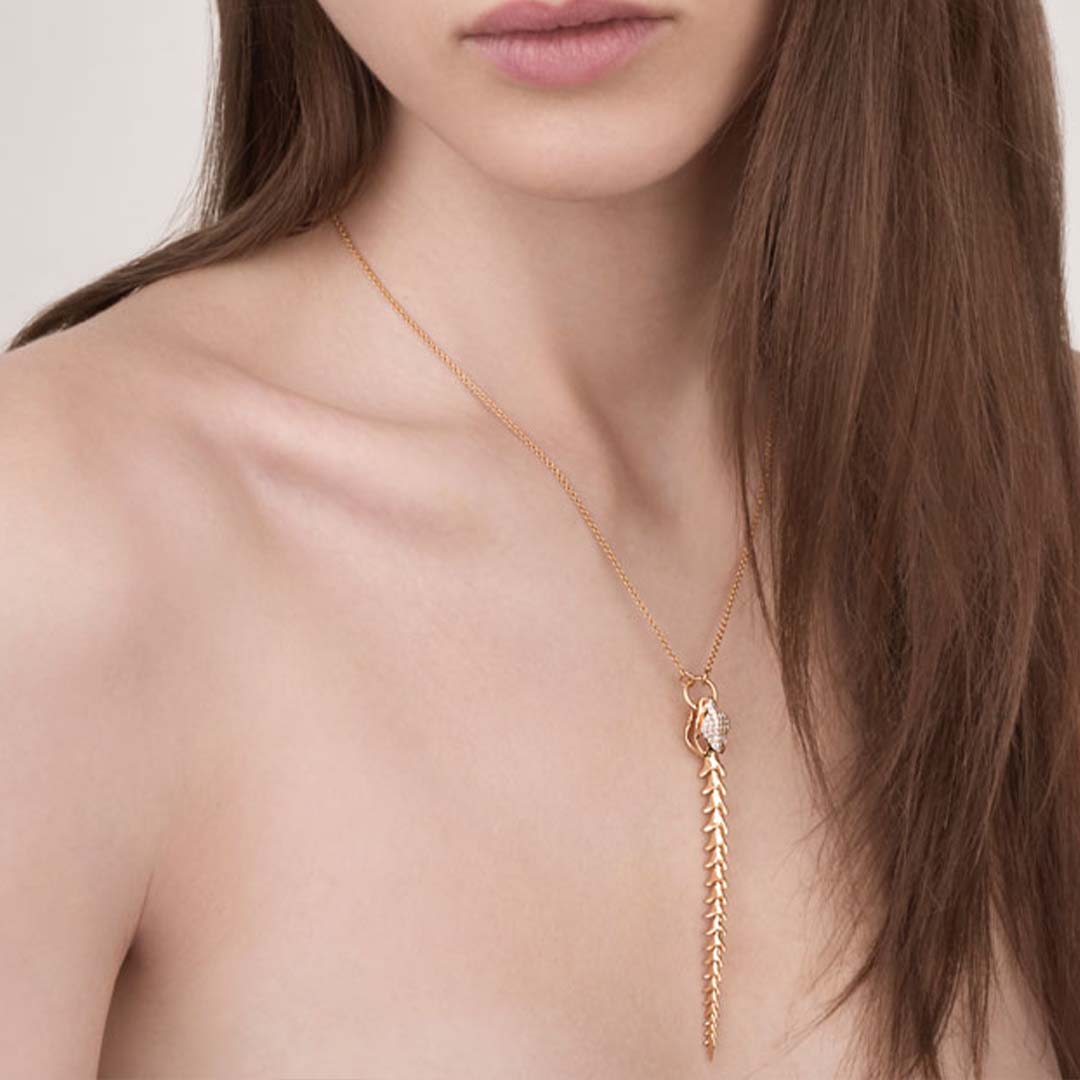 Serpent's Trace Drop Pendant - Yellow Gold Vermeil & Diamond PavÃ©