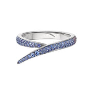 Interlocking Single Ring - 18ct White Gold & Blue Sapphire