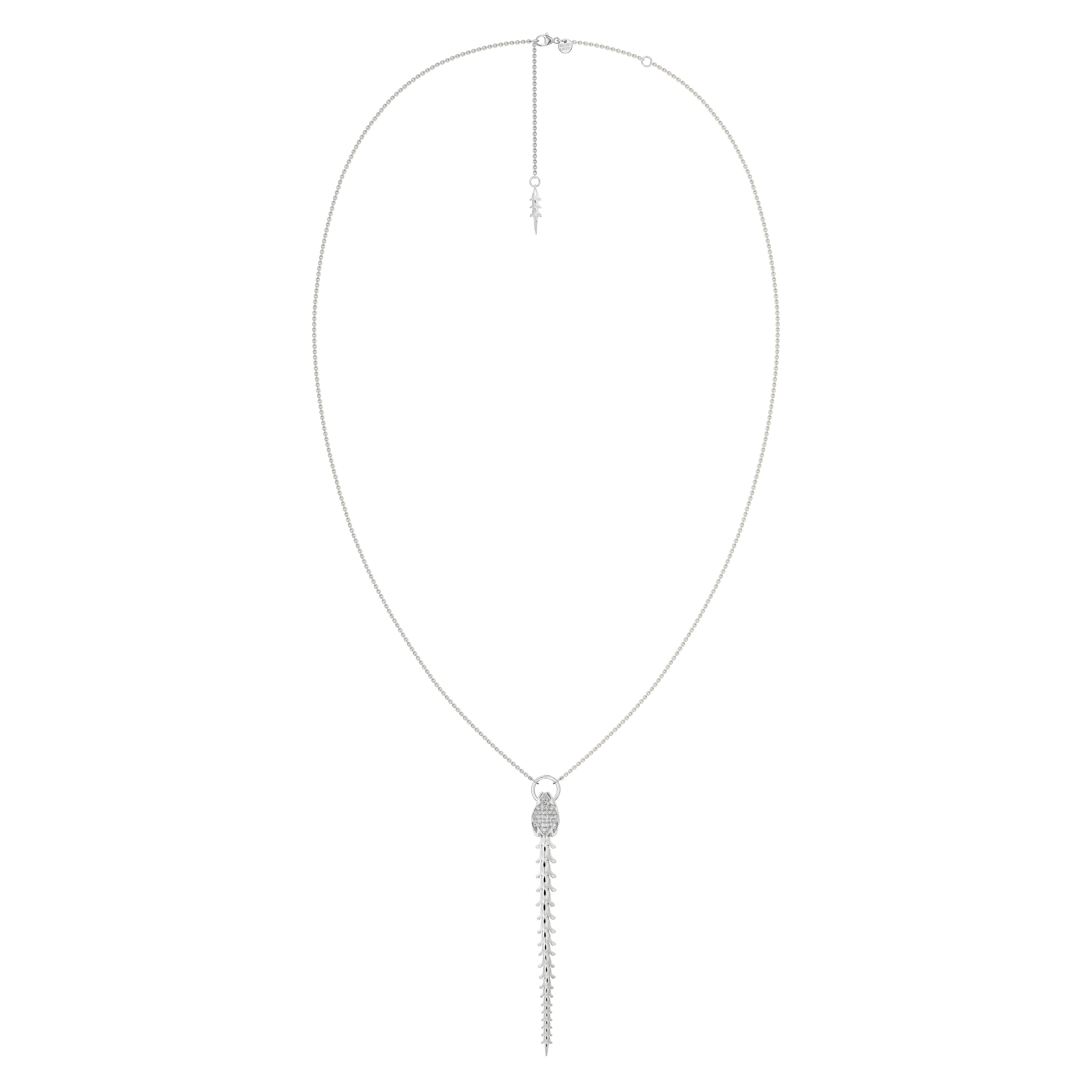 Serpent's Trace Drop Pendant - Silver & Diamond PavÃ©