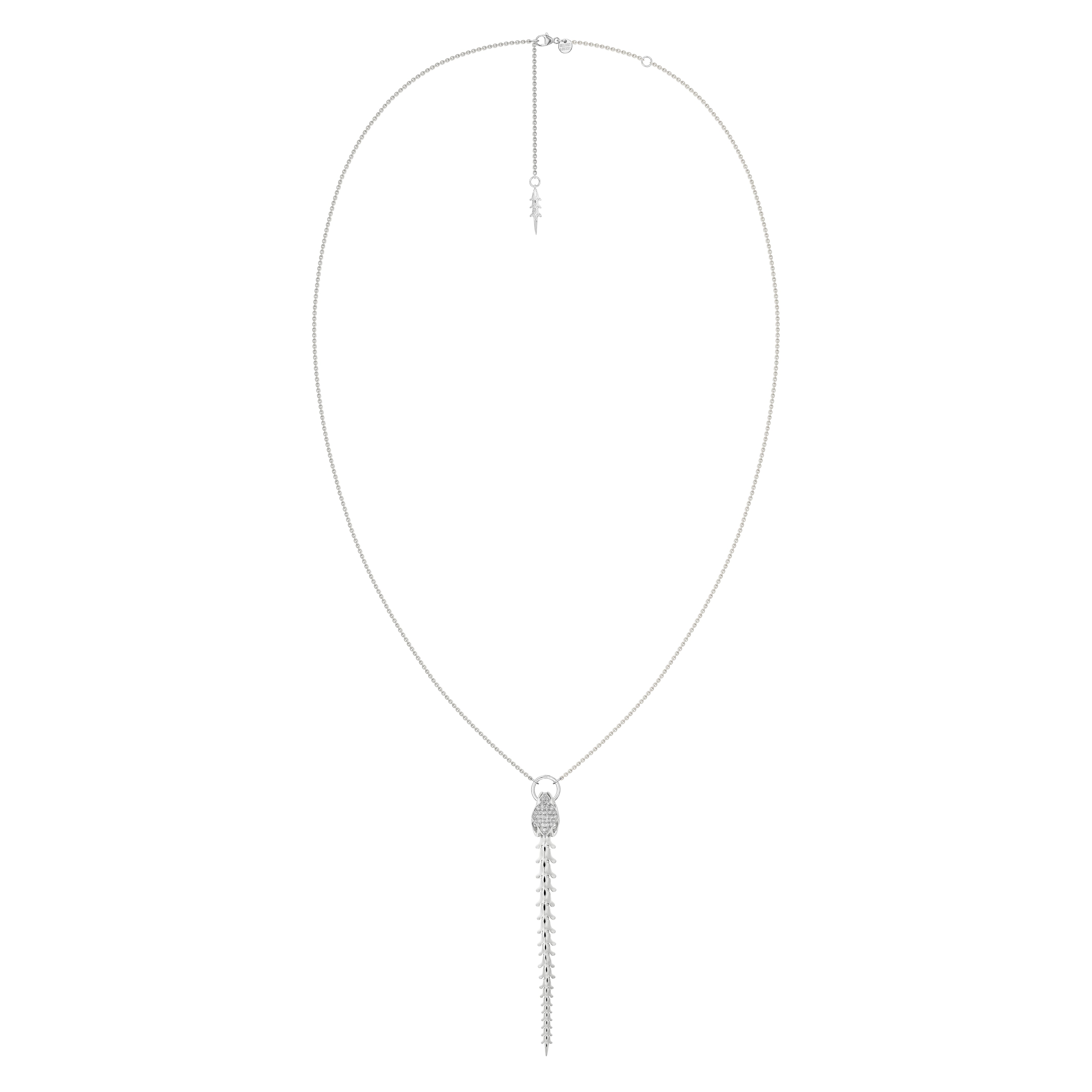 Serpent's Trace Drop Pendant - Silver & Diamond PavÃ©