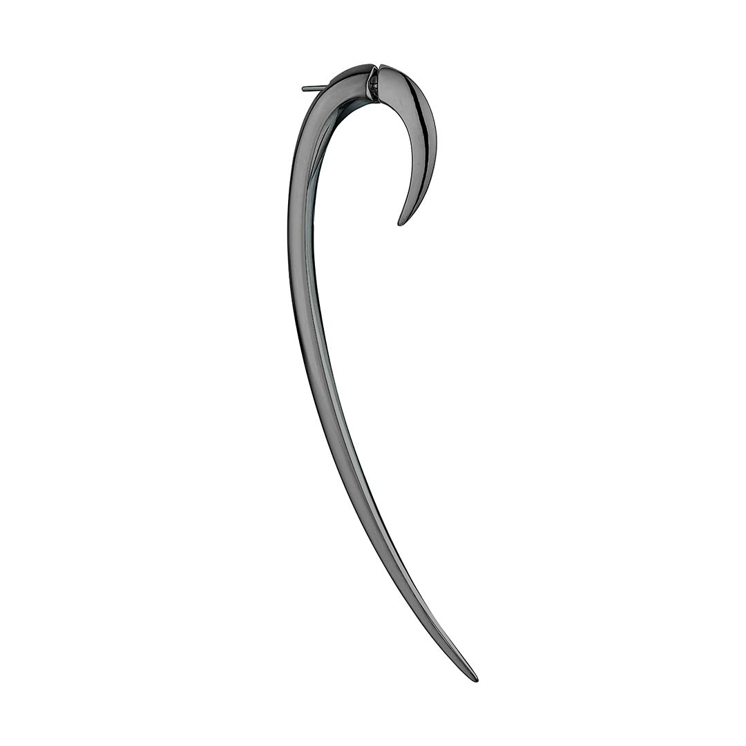 Hook Single Size 3 Earring - Silver Black Rhodium