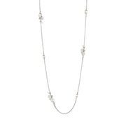 Cherry Blossom Sautoir - Silver, Diamond & Pearl