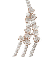 Silver and Rose Gold Vermeil Freshwater Pearl Cherry Blossom Necklace