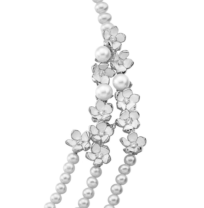Silver Freshwater Pearl Cherry Blossom Necklace
