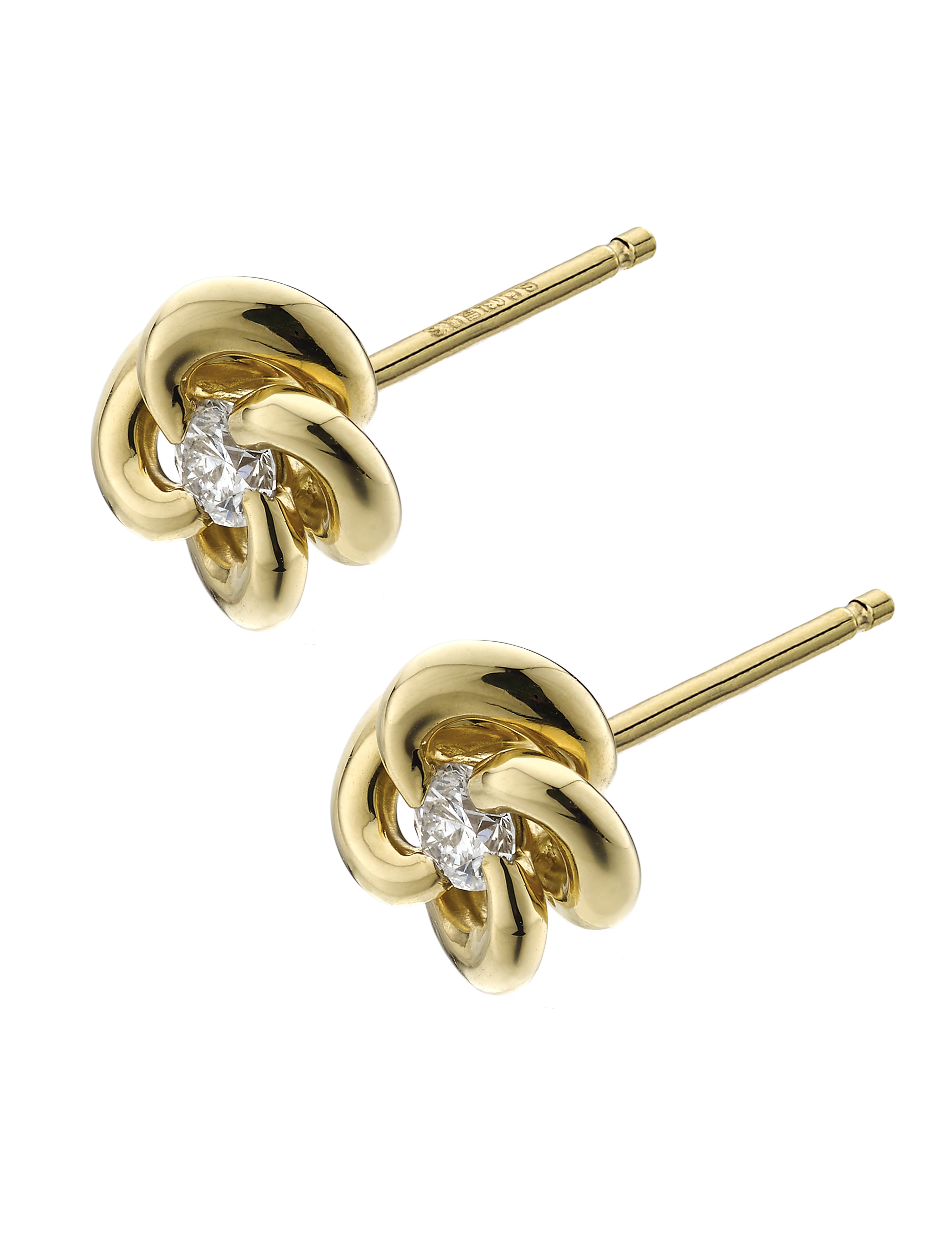 Yellow Gold and Diamond Entwined Petal Stud Earrings