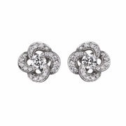 White Gold Diamond Pave Entwined Petal Stud Earrings