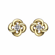 Yellow Gold and Diamond Entwined Petal Stud Earrings