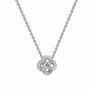 White Gold and Diamond Pave Entwined Petal Pendant