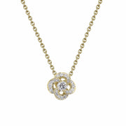 Yellow Gold and Diamond Pave Entwined Petal Pendant