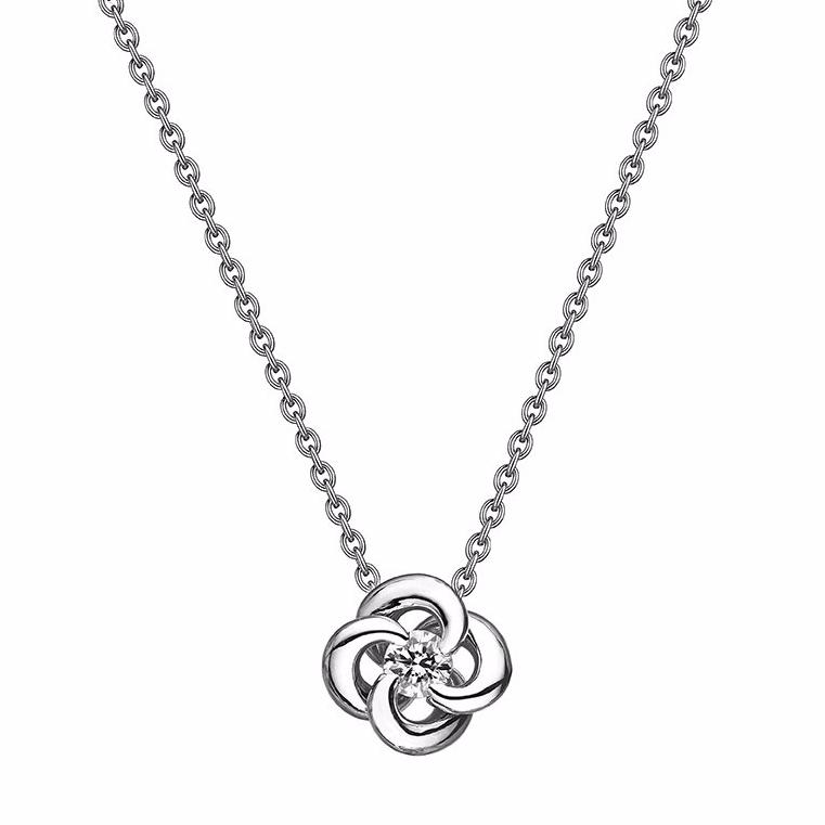 White Gold and Diamond Entwined Petal Pendant