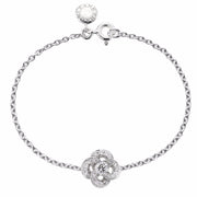 White Gold and Diamond Pave Entwined Petal Bracelet