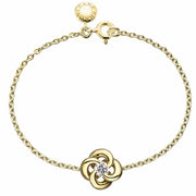 18ct Yellow Gold and 0.10ct Diamond Entwined Petal Plain Bracelet