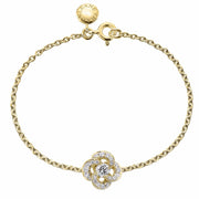 Yellow Gold and Diamond Pave Entwined Petal Bracelet