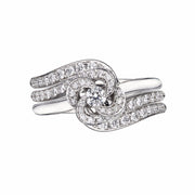 White Gold and Diamond Entwined Petal Eternity Ring Set
