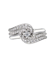 White Gold and Diamond Entwined Petal Pave Ring