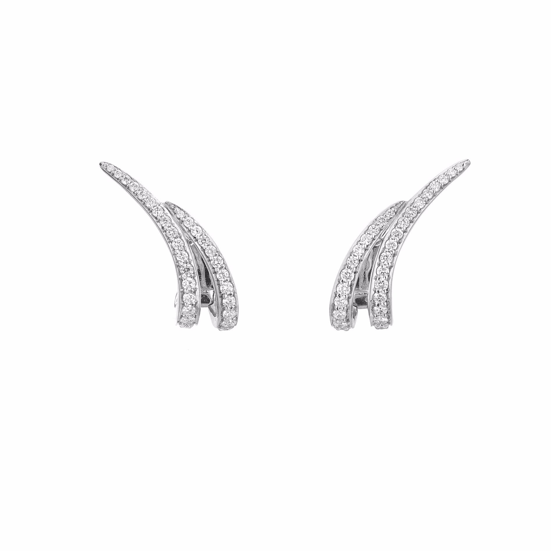 White Gold and Diamond Entwined Petal Ear Cuffs