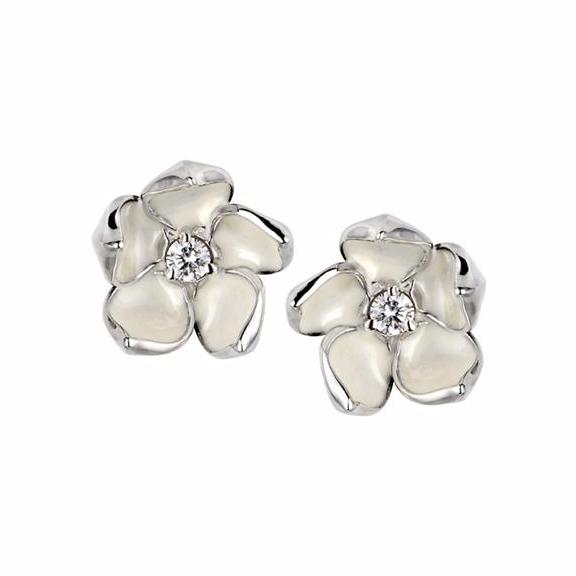 Silver and Diamond Blossom Studs