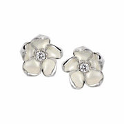 Shaun Leane Silver Cherry Blossom Diamond Flower Earrings