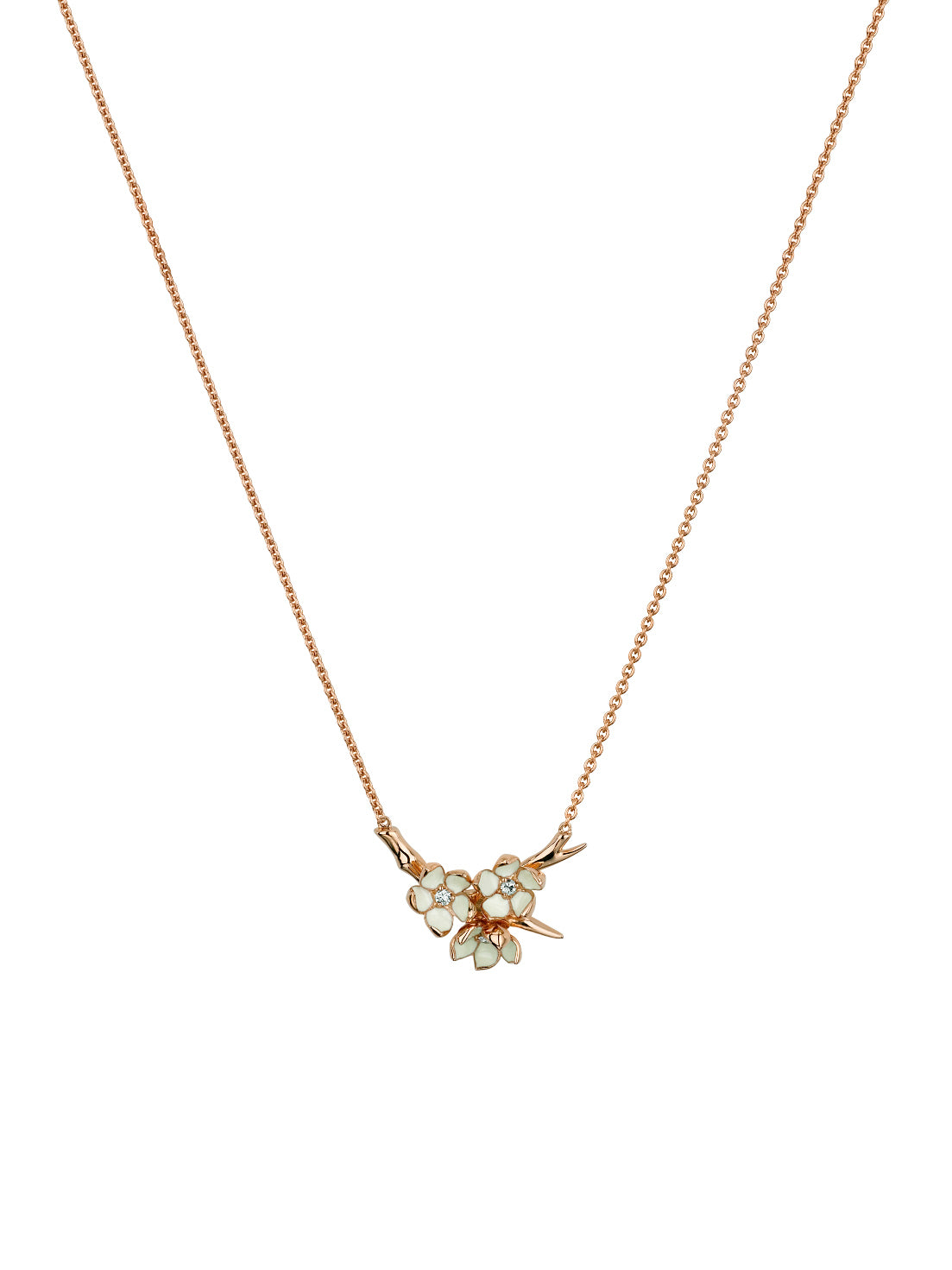 Rose Gold Vermeil Small Branch Pendant with Diamonds