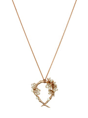 Rose Gold Vermeil Hoop Pendant with Diamonds and Pearls