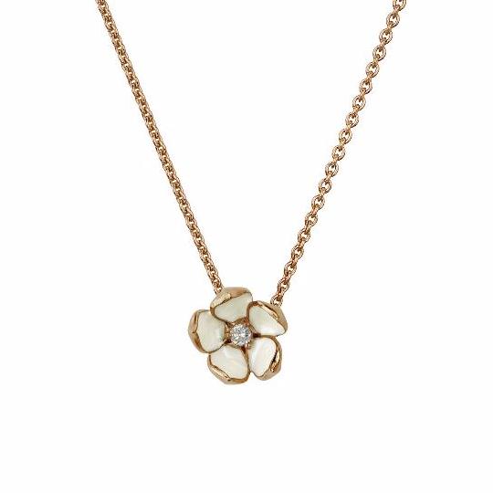 Rose Gold Vermeil Cherry Blossom Pendant with Diamond