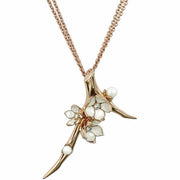 Rose Gold Vermeil Large Branch Pendant with Diamonds and Pearls